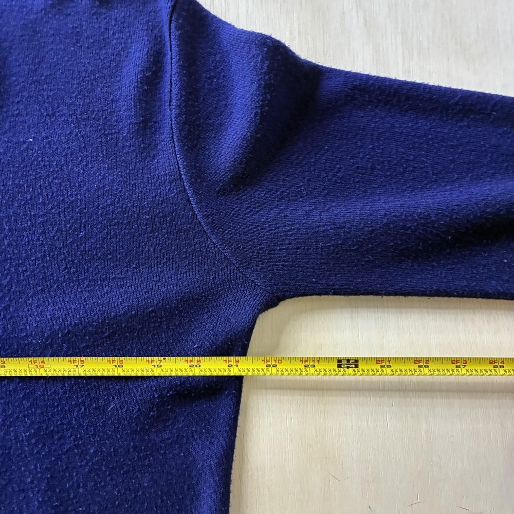 Vintage Sweater Mens Med Blue V Neck Tight Knit Pullover Long Sleeve Classic - Picture 4 of 6